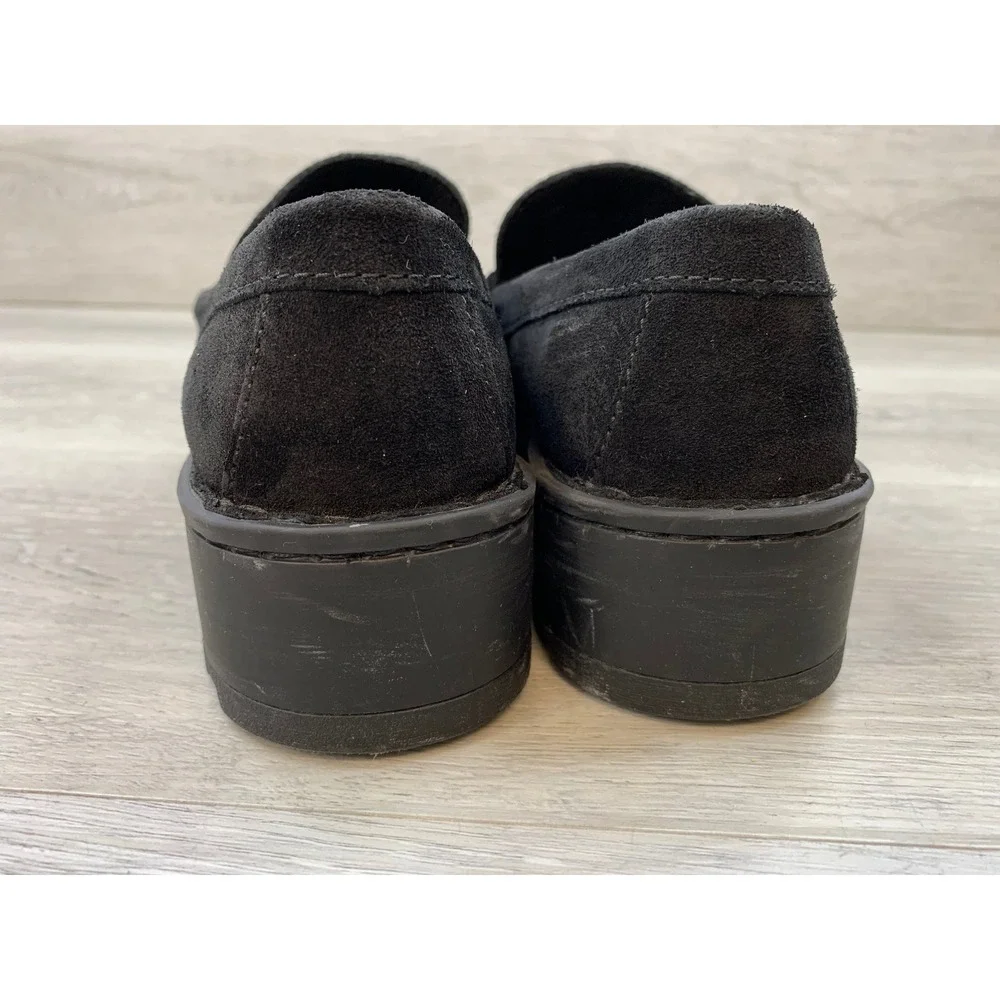 Born Women's Black Suede Tassel Loafers Lug Sole Platform Moc Toe Shoes 6 Shoes